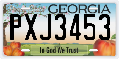 GA license plate PXJ3453