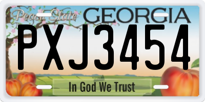 GA license plate PXJ3454