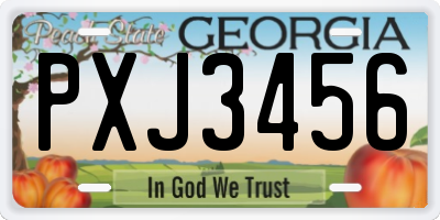 GA license plate PXJ3456