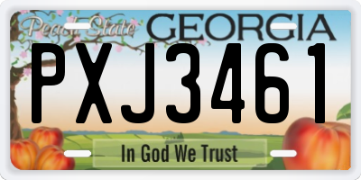 GA license plate PXJ3461