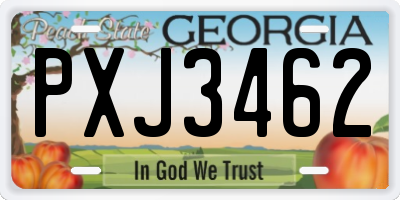 GA license plate PXJ3462