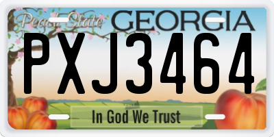GA license plate PXJ3464