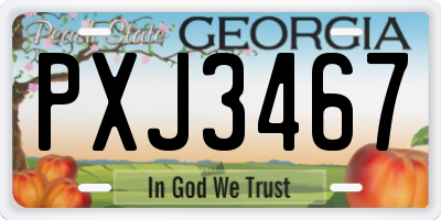 GA license plate PXJ3467