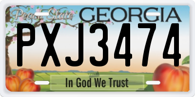 GA license plate PXJ3474