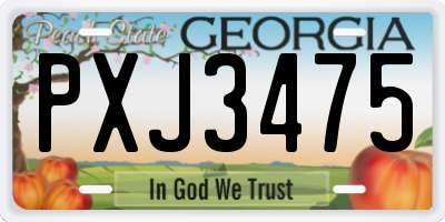 GA license plate PXJ3475