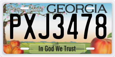 GA license plate PXJ3478