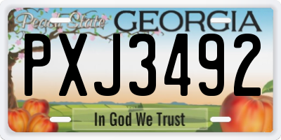 GA license plate PXJ3492