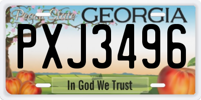 GA license plate PXJ3496