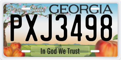 GA license plate PXJ3498