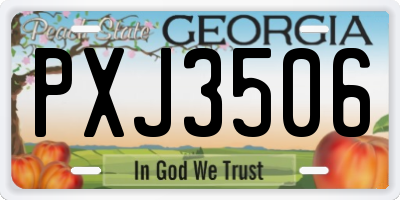 GA license plate PXJ3506
