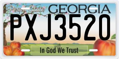 GA license plate PXJ3520