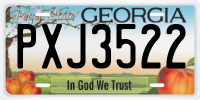 GA license plate PXJ3522