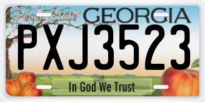 GA license plate PXJ3523