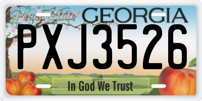 GA license plate PXJ3526