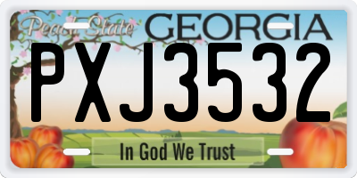 GA license plate PXJ3532