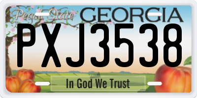 GA license plate PXJ3538
