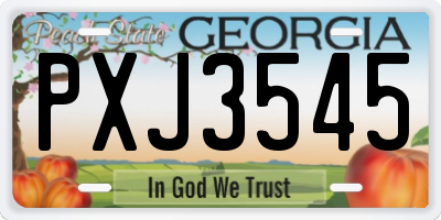 GA license plate PXJ3545