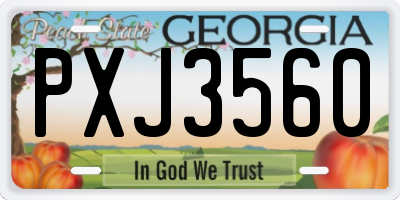 GA license plate PXJ3560