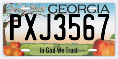 GA license plate PXJ3567