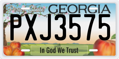 GA license plate PXJ3575