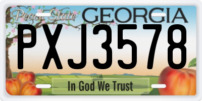 GA license plate PXJ3578