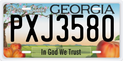 GA license plate PXJ3580