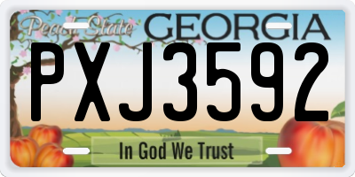 GA license plate PXJ3592