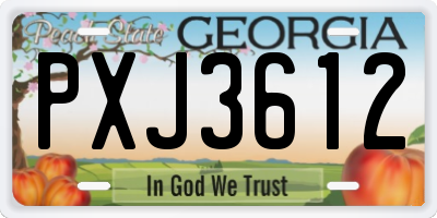 GA license plate PXJ3612