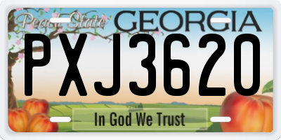 GA license plate PXJ3620