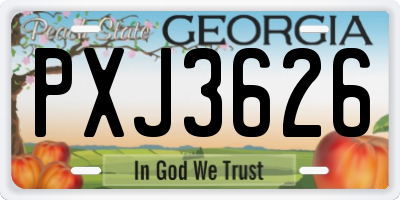 GA license plate PXJ3626