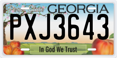 GA license plate PXJ3643