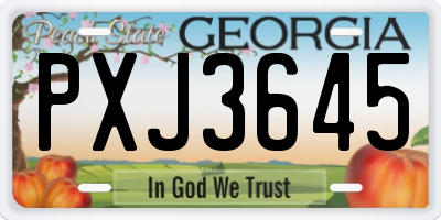 GA license plate PXJ3645