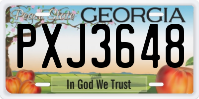 GA license plate PXJ3648