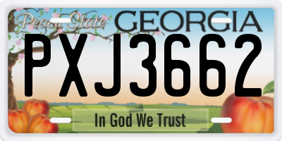 GA license plate PXJ3662