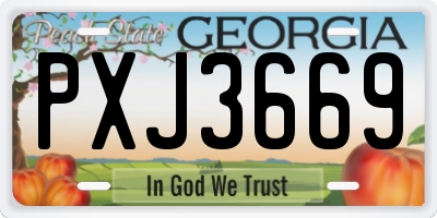 GA license plate PXJ3669