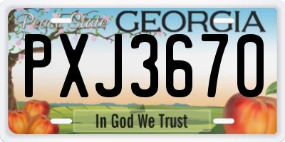 GA license plate PXJ3670
