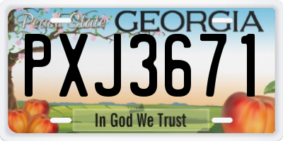 GA license plate PXJ3671
