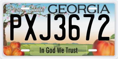 GA license plate PXJ3672