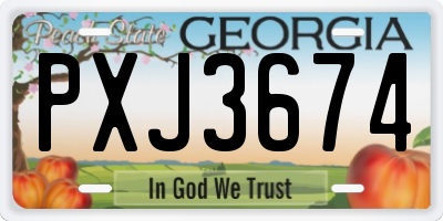 GA license plate PXJ3674
