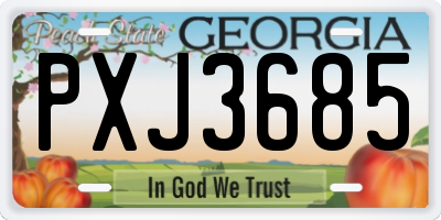 GA license plate PXJ3685