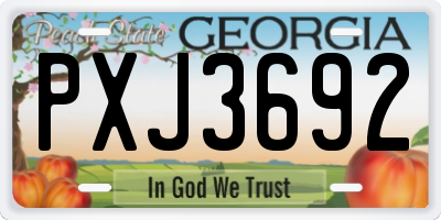 GA license plate PXJ3692