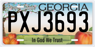 GA license plate PXJ3693