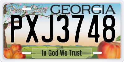 GA license plate PXJ3748