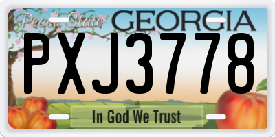 GA license plate PXJ3778