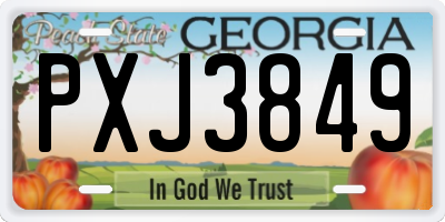 GA license plate PXJ3849