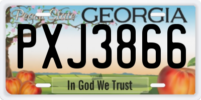 GA license plate PXJ3866