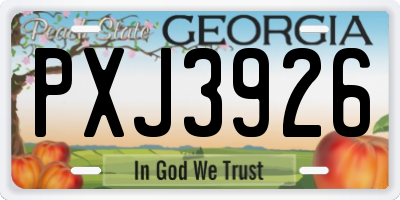 GA license plate PXJ3926