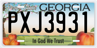 GA license plate PXJ3931