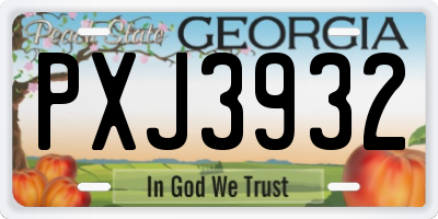 GA license plate PXJ3932
