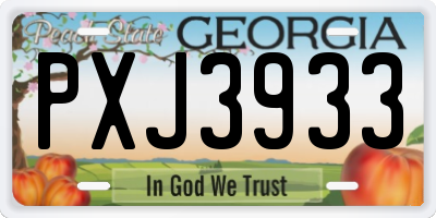 GA license plate PXJ3933